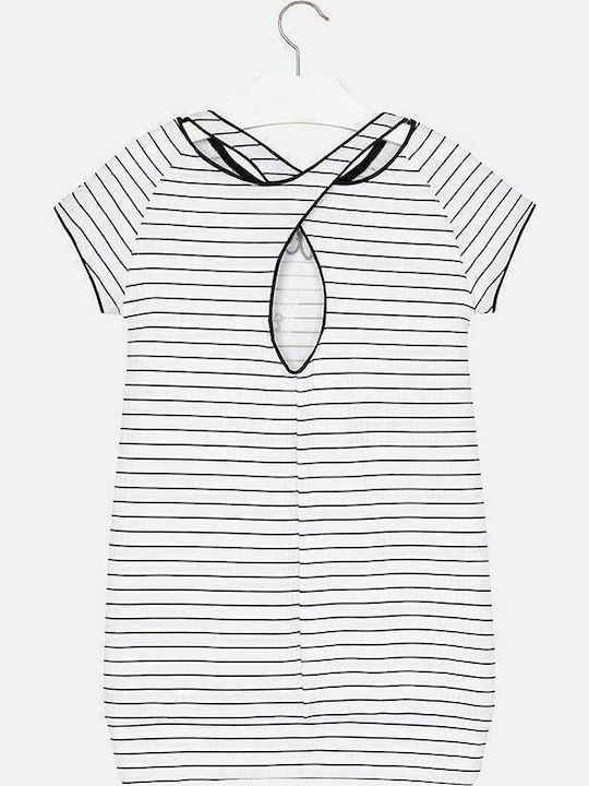 Mayoral Kids Dress Striped Short Sleeve White