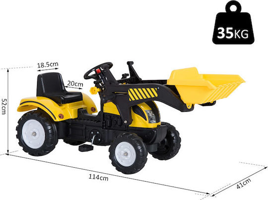 Kids Ride On Excavator Foot-to-Floor with Pedal Yellow for 3+ Years
