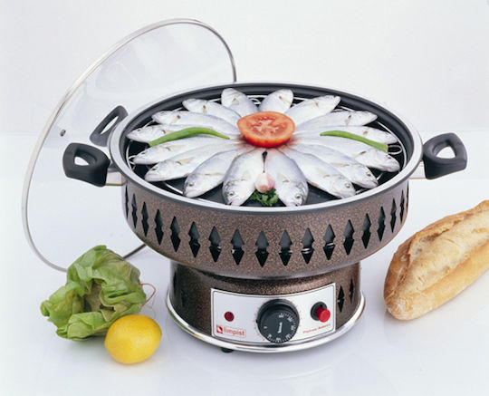 Olimpist Cooking Robot Set Tabletop Electric Grill Smooth Plate 2000W with Lid and Adjustable Thermostat 40cmx40cmcm