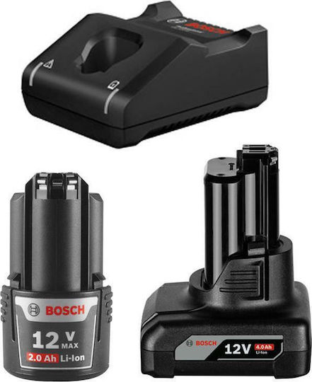 Bosch Комплект 2 Батерии за Инструменти Литиеви 12V Капацитет 2Ах със Зарядно GAL 12V-40