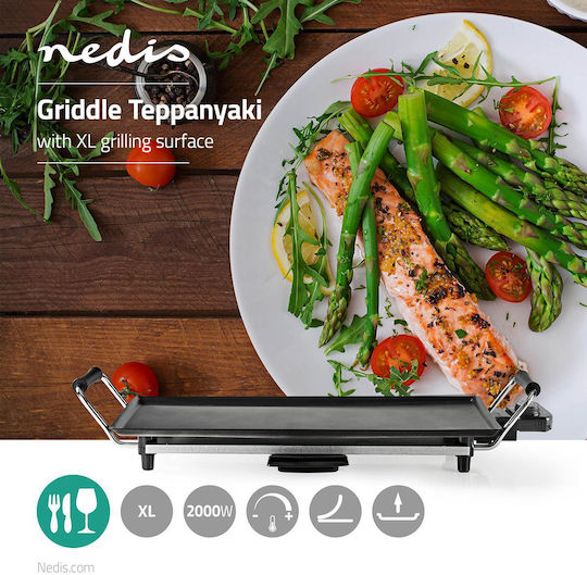 Nedis Teppanyaki Grilling Plate with Adjustable Thermostat 2000W 47.5x26.5cm.