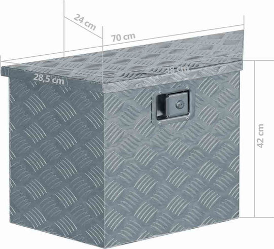 vidaXL Tool Storage Aluminum Box Τραπεζοειδές W70xD24xH42cm 142942
