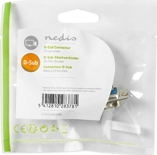Nedis D-Sub Chassis Mount D-Sub 25-Pin Male Metal (CCGP52805ME)