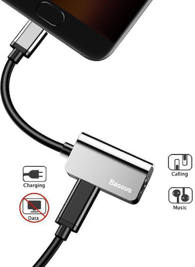 Baseus L40 Μετατροπέας USB-C male σε 3.5mm / USB-C female Ασημί 1τμχ