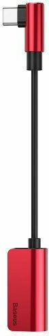 Baseus L45 Μετατροπέας USB-C male σε 3.5mm / USB-C female Κόκκινο 1τμχ