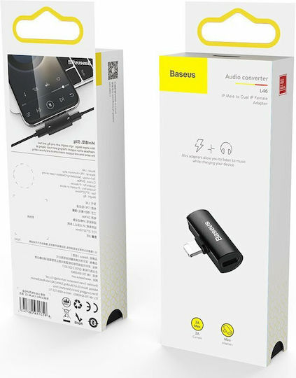 Baseus L46 Μετατροπέας Lightning male σε Lightning 2x female 1τμχ