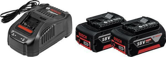 Bosch Set 2 Baterii Unelte Litiu 18V Capacitate 5Ah cu Încărcător GAL 1880 CV