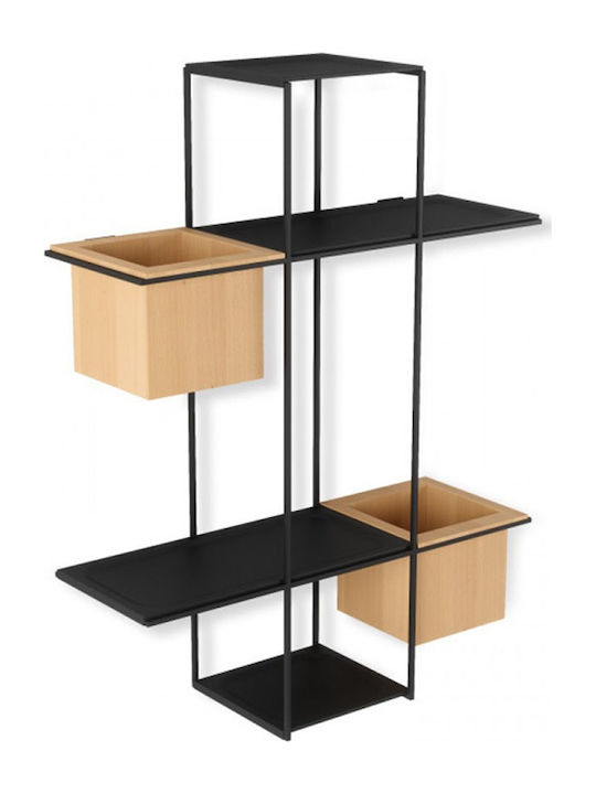 Regal Wand Cubist Schwarz 48x64x16cm