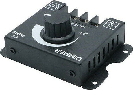 GloboStar Wall Mounted Dimmer Switch with Frame LED Strip Rotary 360W External Knob 12-24 Volt 30 Ampere 360/720 Watt