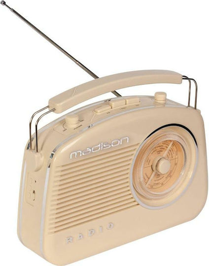 Madison MAD-VR60 Retro Επιτραπέζιο Ραδιόφωνο Μπαταρίας με Bluetooth Μπεζ