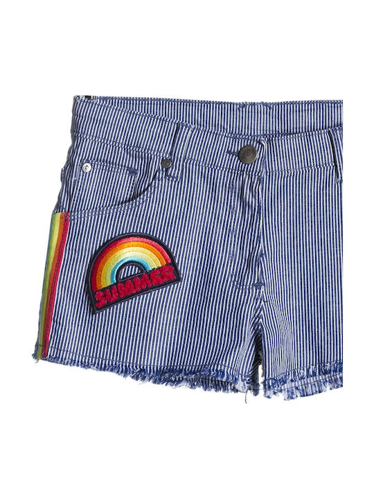 Losan Șort/Bermude pentru copii din material textil Short Denim Striped Tape Albastru