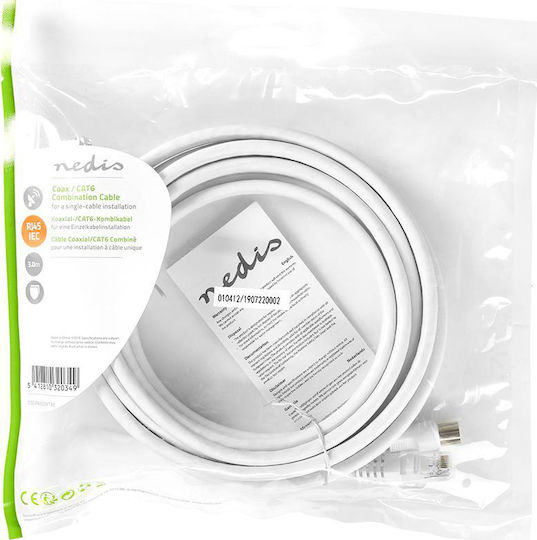 Nedis Καλώδιο Coaxial male / RJ45 male - Coaxial female / RJ45 male 5m CSGP4500WT50 1τμχ