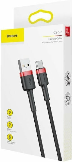 Baseus Cafule Плетен USB 2.0 Кабел USB-C Мъжки - USB-A Мъжки Черен 2m CATKLF-C91