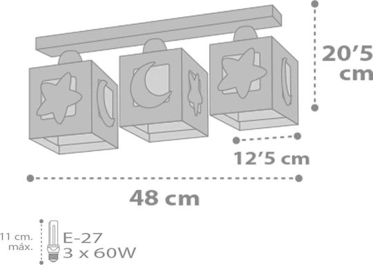 Ango Moon Kronleuchter Kinderdeckenleuchte Deckenleuchte montieren 23W mit Fassung E27 Green