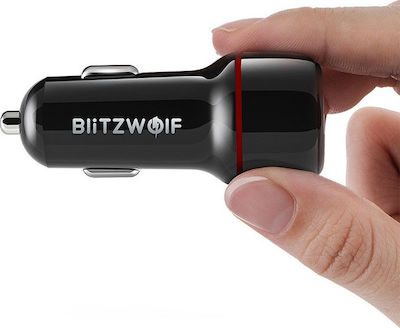 BlitzWolf Încărcător Auto Negru de Intensitate Totală 2.5A Încărcare Rapidă cu Porturi: 2xUSB