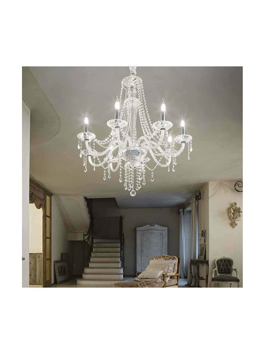 Ideal Lux Amadeus SP6 Kronleuchter mit Kerzen Transparent