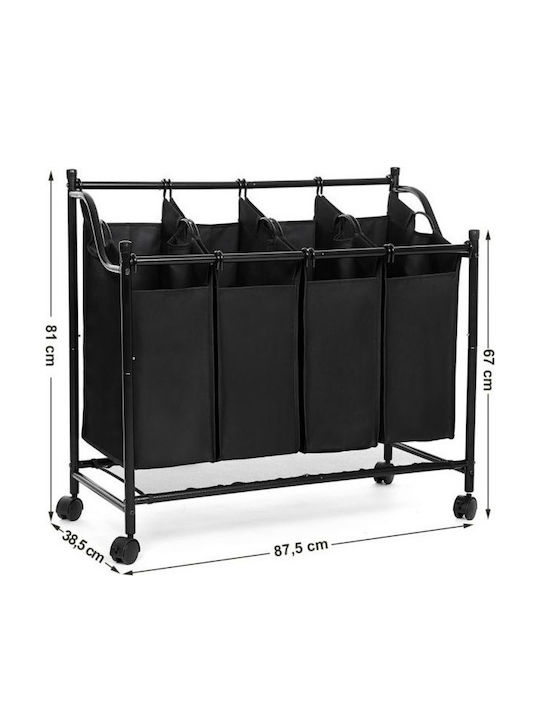 Songmics Coș De Rufe Metalic 35lt 87.5x38.5x81cm Negru