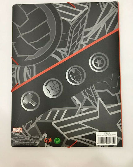 Gim Ordner mit Gummiband und Ohren für Papier A4 Schwarzς Avengers