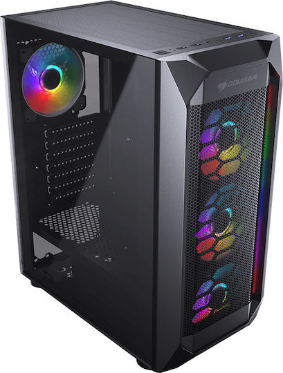 Cougar MX410 Mesh-G RGB Gaming Midi Tower Κουτί Υπολογιστή με Πλαϊνό Παράθυρο Μαύρο