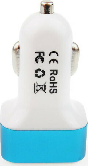 AMiO Car Charger 3A with Ports: 2xUSB and Voltmeter White Color