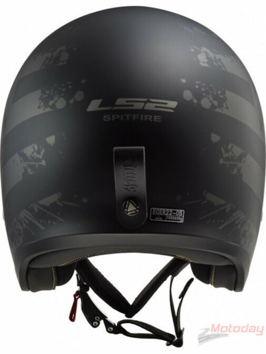 LS2 Spitfire II OF599 Black Flag Matt Black Titanium Motorcycle Helmet Jet 1100gr with Sun Visor