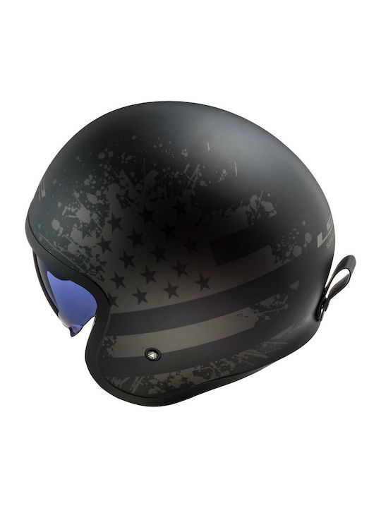 LS2 Spitfire II OF599 Black Flag Matt Black Titanium Motorcycle Helmet Jet 1100gr with Sun Visor