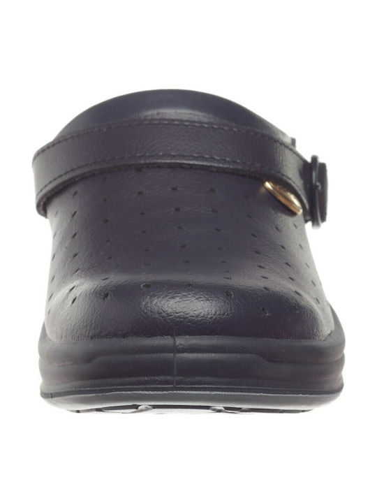 Scholl New Bonus Leather Anatomic Clogs Blue