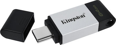 Kingston DataTraveler 80 64ГБ USB 3.2 Стик с връзка USB-C Черно