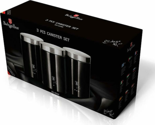Berlinger Haus Set 3buc Borcane pentru Maro / Zahăr / Ceai cu capac Metalic Black Silver Collection 11x11cm Berlinger Haus Set 3buc Borcane pentru Maro / Zahăr / Ceai cu capac Metalic Black Silver Collection 11x11cm