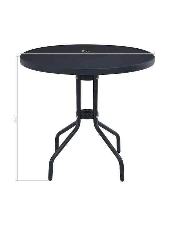 Outdoor Dinner Free Standing Metal Table Black 80x80x72cm