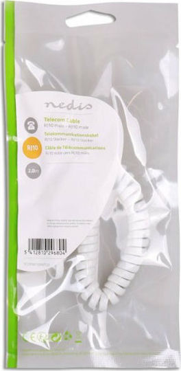 Nedis Spirale Telefonkabel RJ10 4P4C 2m Weiß (TCGP90100WT20)