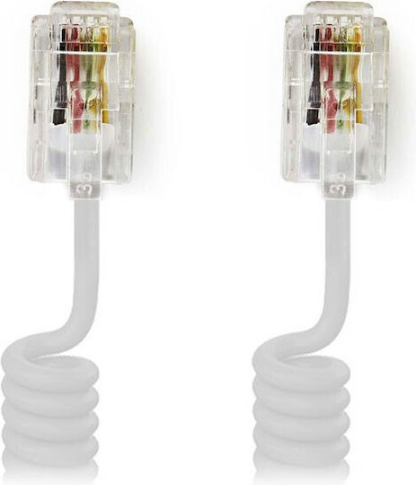 Nedis Spirale Telefonkabel RJ10 4P4C 2m Weiß (TCGP90100WT20)