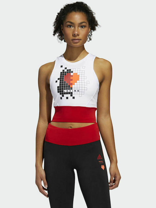 Adidas Own The Run Valentine Αμάνικο Crop Top Λευκό