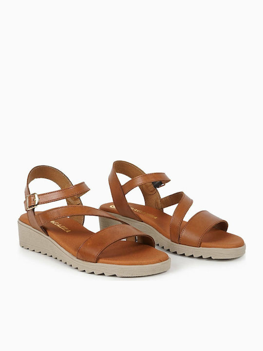 Women's Leather Platform Shoes Tabac Brown