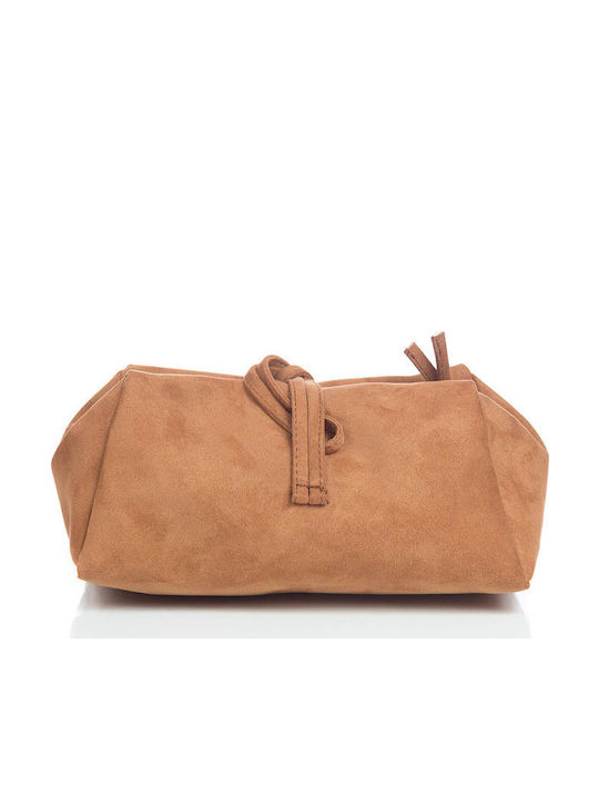 Elena Athanasiou Lunch Bag Large Suede Γυναικείος Φάκελος σε Ταμπά χρώμα