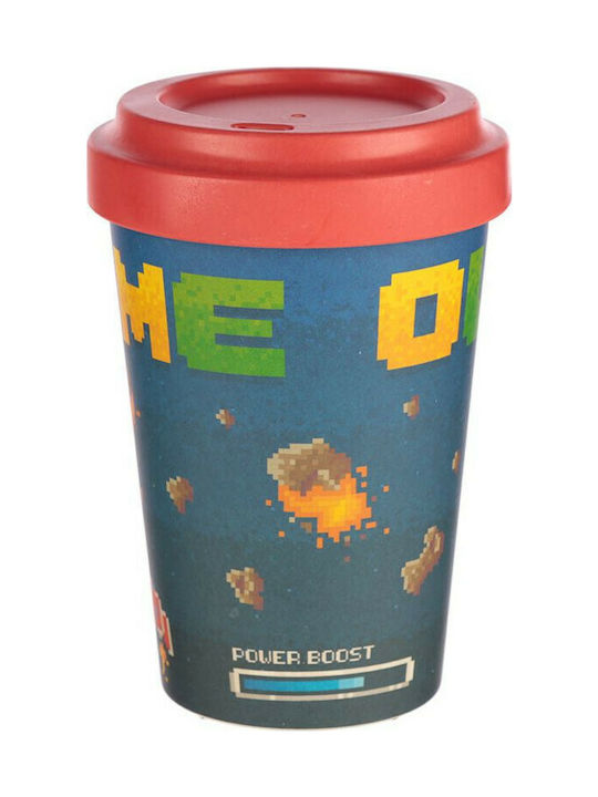 Puckator Game Over Κούπα Μπαμπού με Καπάκι Κόκκινη 400ml