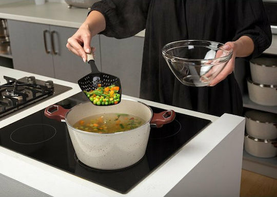 Nava Deep Colander Pasta Spoon Nylon Black 35cm