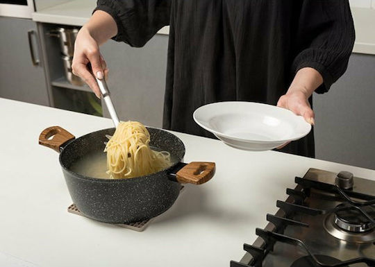 Nava Acer Deep Slotted Pasta Spoon Stainless Steel Gray 32.5cm