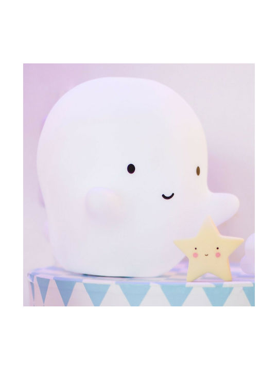 A Little Lovely Company Led Kids Decorative Lamp Ghost with Colour Changing Function White 10.5x13x11cm