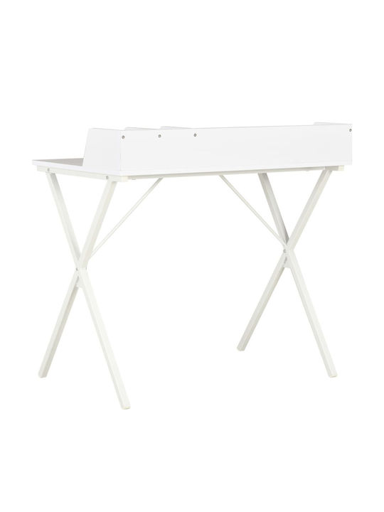 Secretary Desk Wooden White with Metal Legs 80x50x84cm