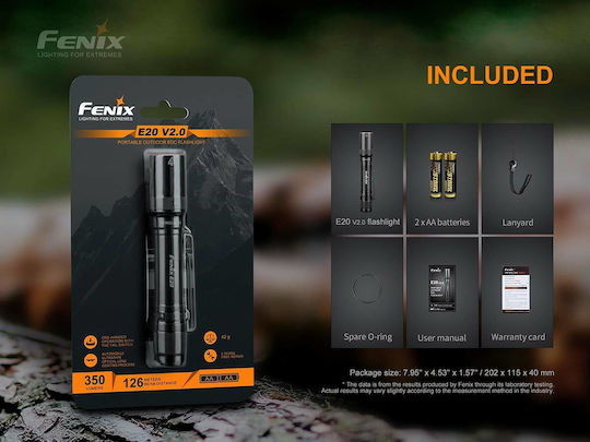Fenix Φακός LED IP68 με Μέγιστη Φωτεινότητα 350lm E20V2