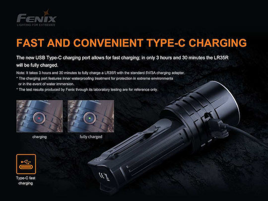 Fenix Επαναφορτιζόμενος Φακός LED IP68 με Μέγιστη Φωτεινότητα 10000lm LR35R
