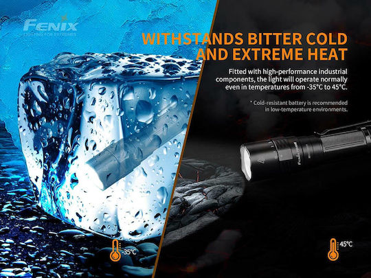 Fenix Rechargeable Flashlight LED IP68 with Maximum Brightness 3000lm PD40R V2.0 Black