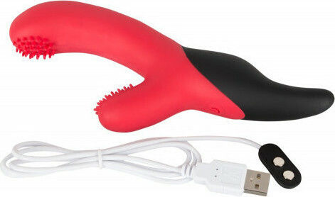Javida Nubby Silicone Rabbit Vibe Δονητής Rabbit 19cm Κόκκινος