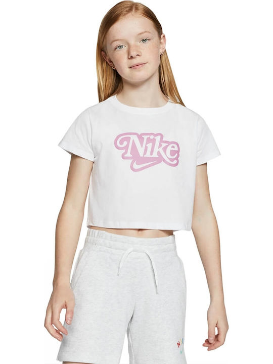 Nike Crop Top pentru copii Cu mâneci scurte Alb