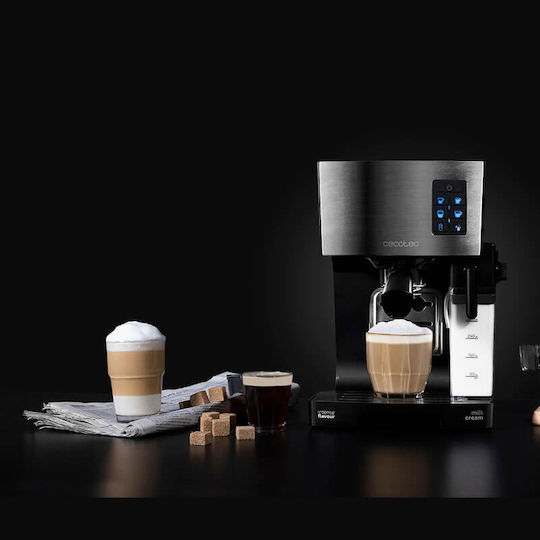 Cecotec Power Instant-ccino 20 Μηχανή Espresso 1450W Πίεσης 20bar για Cappuccino Ασημί 01506