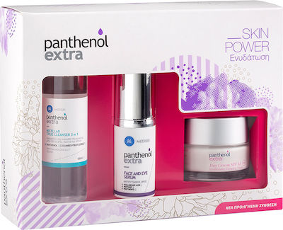 Medisei Panthenol Extra Day Cream SPF15, Serum & Micellar True Cleanser 3 in 1 Set Îngrijire pentru Hidratare & Curățare facială cu Serum , Gel de curatare pentru fata & Crema de fata