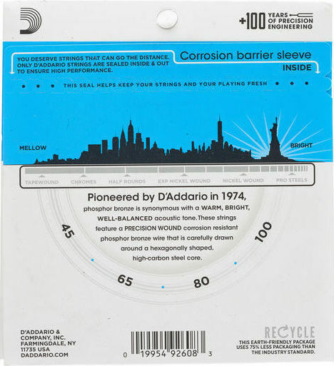 Daddario Set Corzi Pentru Bas Phosphor Bronz 45 - 100 Light Long Scale