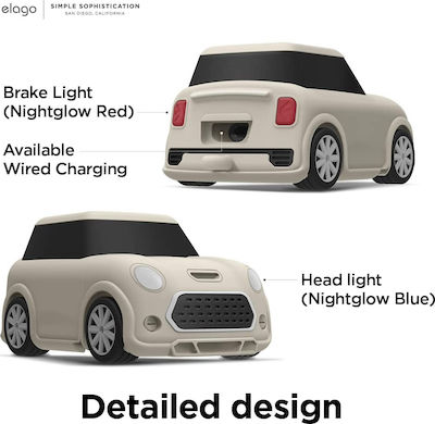 Elago Mini Car Θήκη Σιλικόνης σε Μπεζ χρώμα για Apple AirPods