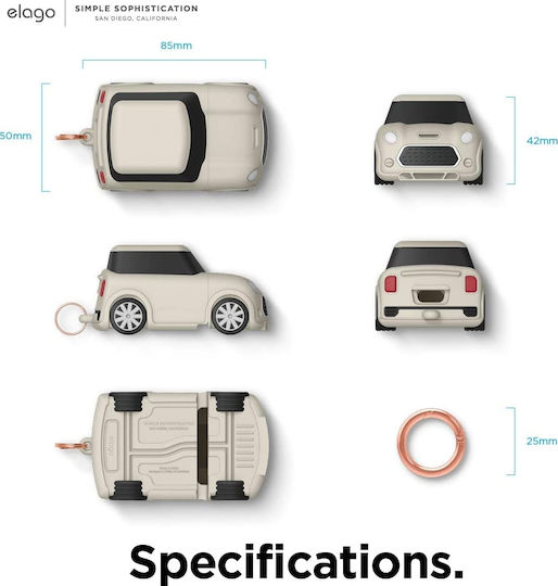 Elago Mini Car Калъф в Бежов цвят за Apple AirPods 1 / AirPods 2